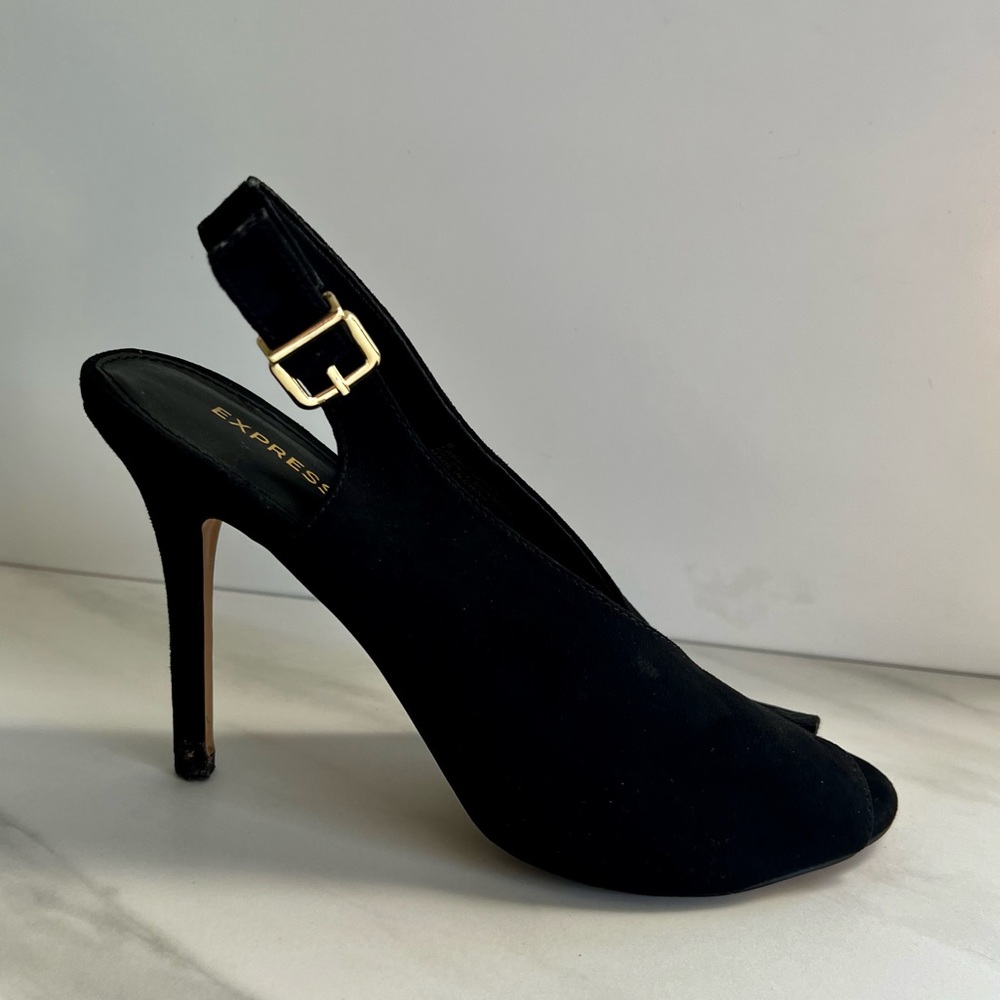 Black Peep-Toe Heels - Size 9